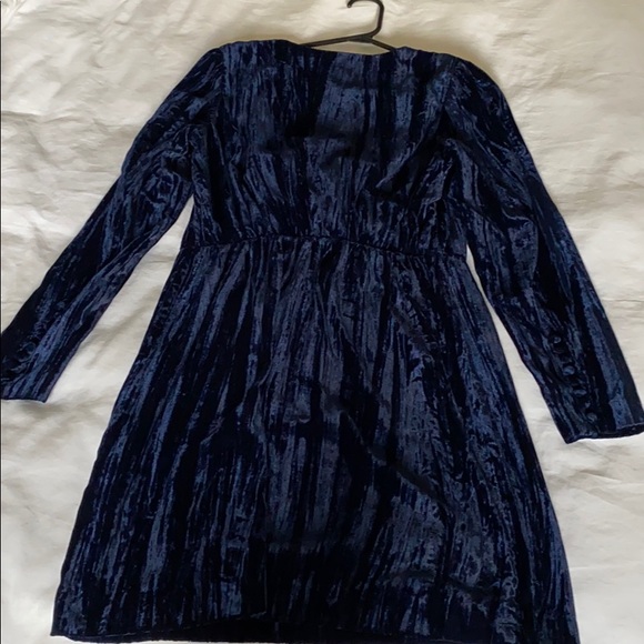 H&M Crushed Velvet Navy Blue Mini Dress - Picture 11 of 12